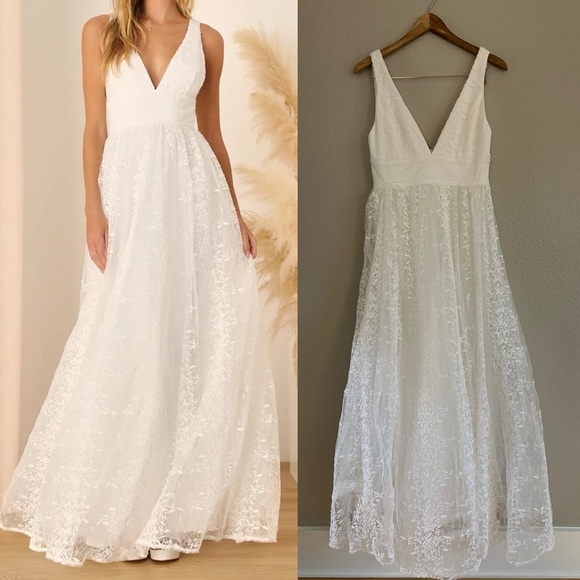 NWOT Sweetest Beloved White Mesh Embroidered Sleeveless Maxi Dress - Picture 1 of 8